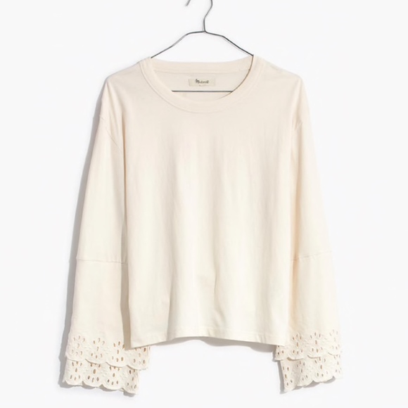 Madewell Tops - Madewell Eyelet Embroidered Tier-Sleeve Tee